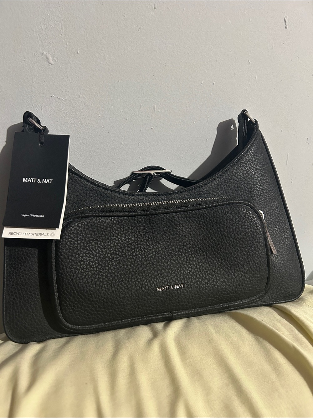 Matt & Nat Black Pebbled Shoulder Hobo Bag